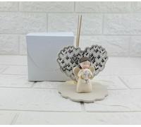 Digiglio Bomboniere Bomboniera Battesimo Profumatore Cuore Angioletto Panna Con Box