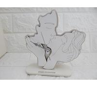 Digiglio Bomboniere Bomboniera Matrimonio Orologio Coppia Sposi Bacio Legno con Scatola Pelle (Sabbia)