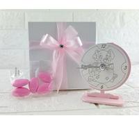 Digiglio Bomboniere Bomboniera Orologio Battesimo Cagnolino Rosa Bimba Completa di Composizione