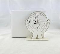 Digiglio Bomboniere Bomboniera Orologio Mani Mondo Legno Panna e Bianco con Box