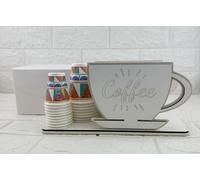 Digiglio Bomboniere Bomboniera Portacialde Portabicchieri da caffè in Legno con Scritta Coffee, Organizer da Banco Decorazione Cucina Tema caffè con Box