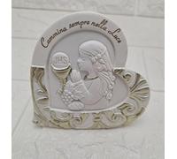 Digiglio Bomboniere Paben Bomboniera Prima Comunione, Icona a Cuore con Bimba in Preghiera, Calice e Spiga d'Uva