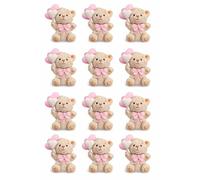Digiglio Bomboniere Set 12 Pezzi Calamita Orsetto Beige e Rosa Decorazioni per Feste Bimba Battesimo Nascita