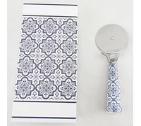 Digiglio Bomboniere Tagliapizza Maiolica Blu Porcellana e Metallo Con Astuccio