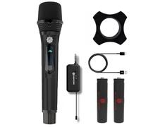 DIGIMORE Microfono wireless UHF per canto, batteria da 8 ore, portata 48,8 m, ricarica di tipo C, microfono senza fili per feste in casa, feste all'aperto, canto, aule (D-340 nero)