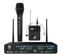 DIGIMORE Sistema microfonico wireless UHF, microfono portatile e lavalier, 72 canali, portata 100 m, corpo in metallo, ideale per sistemi PA, palcoscenico, chiesa, canto, discorso, fitness, conferenze