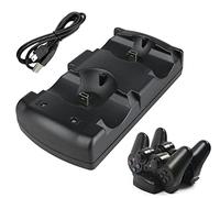 DIGISHUO PS3 Controller Dual Charger Dock Stand per Sony Playstation 3 PS Move Controller Wireless Dualshock 3 Ricarica 2 Cavo USB PS3 Porte compatibili con indicatori LED Nero