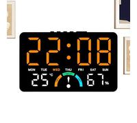 Digital Alarm Clock - LED Time Display with Indoor Climate Reading | ABS Housing Desk Clock Featuring Temperature Humidity Monitor, Adjustable Brightness Screen, Bedside Timing Device for Home Office