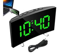Digital Alarm Clocks for Kids - LED Clock Display, Silent Bedside Timer | Curved Screen Electronic Timepiece for Bedroom Desk, Up Alert for Children, Nightstand Use, Home Routine