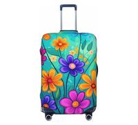 Digital Art - Copertura elastica per valigia, con fiori colorati, antigraffio, elastica, lavabile, antipolvere, adatta per valigie da viaggio, Multicolore, 25"-28" Luggage