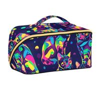 Digital Art Vapour Wave Style Borsa da viaggio colorata con divisori grandi borse cosmetiche per le donne da viaggio con scomparti e maniglia