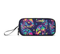 Digital Art Vapour Wave Style Colorful Nylon Zip Matita Bag Alta Capacità Cerniera Astuccio Cancelleria per Donna del liceo