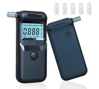 Digital Breathalyzer Alcohol Tester with 5 Reusable Mouthpieces - Fast BAC Results on LCD Display with Voice Alert - Portable, High-Precision Personal Breathalyzer for Home & Party Use (Matte Black)