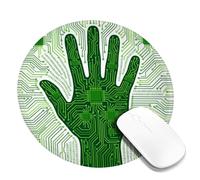 Digital Circuit Hand Tech Theme Board Futuristico Piccolo Mouse Pad | Sagoma digitale della mano, motivi di codice binario, estetica tecnologica moderna, accessorio professionale per area di