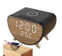 Digital Clock, Smart Wireless Phone Charger Pad, Large Display Bedside Alarm, Time Setting, Adjustable Brightness Snooze Feature, Electronic Charging Device, Stylish Present For Coworkers Family