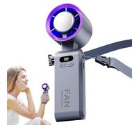 Digital Display Handheld Fan - USB Rechargeable High Speed Portable Fan, Type-C Rechargeable,Fast Charging Cooling Ventilation Tool For Camping Travel School Home Kitchen Car Outdoor Use