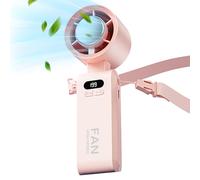 Digital Display Handheld Fan - USB Rechargeable High Speed Portable Fan, Type-C Rechargeable,Fast Charging Cooling Ventilation Tool For Camping Travel School Home Kitchen Car Outdoor Use