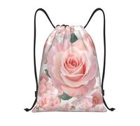Digital Floral Pattern with Pink Roses Borsa con Coulisse Sacca Sportiva Moda Regolabile Borsa Palestra per Vita Quotidiana Nuoto Yoga 36X42Cm