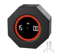 Digital Gravity Flip Timer Cube & Cube Design - 1/3/5/15/30/60/90 min conto alla rovescia, Pomodoro Productivity Timer con allarme muto, ricaricabile per cucina, apprendimento, sport, ufficio (nero)