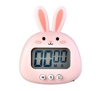 Digital Kitchen Timer Cute Bunny Magnetic Precise Easy Operation Clear Alarm Cooking Timer for Family School Office ABS Material 1 Piece (Pink)