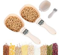 Digital Measuring Spoon Scale,Electronic Food Measuring Spoon with Conversion,Adjustable ABS Kitchen Weight Scale with LCD Screen,High-Precision 800g/1g,for Cooking,Baking,Dog Cat Food (2pcs)