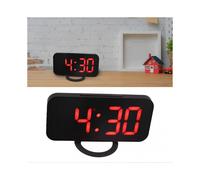 Digital Mirror Clock Dimmable Dual USB Charger Port LED Electronic Alarm Clock with Snooze Function for Bedroom Office Black Body Red Font