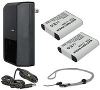Digital Nc Batterie ad Alta capacità Olympus TG-7 (2 unità) + Caricabatterie da Viaggio AC/DC + Cinturino Krusell