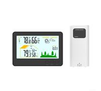 Digital per Stazione Meteo con 100 m di autonomia e previsioni Digitale (nero) | Sensore impermeabile IPX4, portata da -40 a 70 C, segnale wireless da 100 m, dati in tempo reale, costruzione ABS