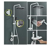 Digital Shower Column, 4-Way Rain Shower Set, Bath Faucet, Cold & Hot Water Mixer, Adjustable Shower Holder, Modern Grey & Black h, Bathroom Accessories