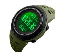Digital Sports Digital Sports Watch 50m a Prova d'acqua LED Backlight Stop Wark Clock Dual Time Friding per Allenamenti Resin PC PU (OD Green)