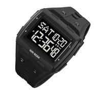 Digital Sports Watch, TPR Band Waterrooff Watch Countdown Dual Time Display Multifunzionale per il Nuoto (argento verniciato nero)