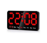 Digital Wall Clock 9inch Led Digital Clock Display with 12/24h Big Digits,small Silent Wall Clock (red)