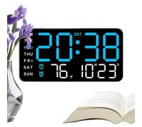Digital Wall Clock - LED Display, Date & Time Function, Modern Office & Home Clock, Battery Operated, 8.46×1.06×4.33in, White Case With Green/Blue Light - Ideal For Bedroom, Living Room, Office, RV