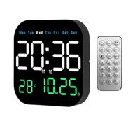 Digital Wall Clock - LED Square Alarm Display With Remote Control, Temperature And Humidity Monitor | Modern Time Display Device For Home, Bedroom, Living Room, Office, School, Classroom, Apartment