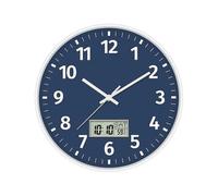 Digital Wall Clock with Time, Day of Week and Temperature, Silent Non-Ticking Battery Operated Round