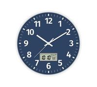 Digital Wall Clock with Time, Day of Week and Temperature, Silent Non-Ticking Battery Operated Round
