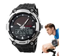 Digital Watch - Solar Powered Mens Wristwatch, Multifunction Sport Timepiece with LED Display Calendar Alarm Features, Casual Outdoor Activity Design, Ideal for Fitness Training Field Work D