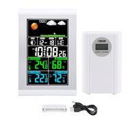 Digital Weather Clock with Indoor Outdoor Temperature Humidity Monitor | 24H Forecast for Home/Garden/Office | Remote Sensor, Color Display, Trend Tracking