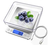 Digitale Bilancia da cucina, ricarica USB, piccola mini bilancia da 3 kg / 0,1 g, bilancia elettrica da cucina, impermeabile, ricaricabile tramite USB, in acciaio inox, per ingredienti gioielli caffè