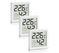 Digitale Igrometro Termometro, Mini Termoigrometro da Interno Monitor di Temperatura e umidità per casa, ufficio e auto (bianco-3 pezzi)