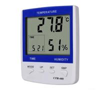 Digitale per termoigrometro interno con orologio per digitale bianco | Memorizza i valori Max/Min, traccia i cambiamenti climatici, perfetto per piante e stoccaggio