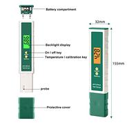 Digitale PH Meter Alta Sensibilità Qualità Dell'Acqua Tester Funzione di Temperatura Verde 155/32mm 1 Penna Adatto per la Casa di Prova