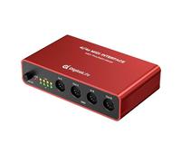 DigitalLife Quad-I/O MIDI Merge & Thru Box 4-In/4-Out (Rosso) | Routing MIDI Standalone con 8 LED di Stato, Unisce e Divide Segnali MIDI per Tastiere, Sintetizzatori e Setup Home Studio