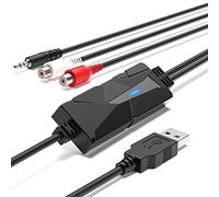 DigitalLife Scheda di acquisizione audio USB A, convertitore da analogico a digitale con ingressi RCA e 3,5 mm, trasferimento di cassette e altri dispositivi audio a MP3, compatibile con Windows 11