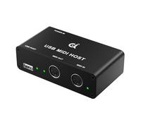 DigitalLife Stand-Alone USB MIDI Host Bridge Box - Interfaccia MIDI DIN 1-In/1-Out a 5 Pin, Indicatore LED, Metallo, Nero (Non è Necessario un Computer)