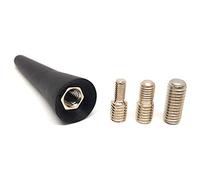 DigitalTech® - Antenna corta universale AM/FM per auto, lunghezza 6,5 cm, viti adattatori M4, M5, M6, colore nero