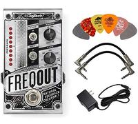 Digitech FREQOUT Natural Feedback Creator Bundle con alimentatore da 9 V, 2 cavi patch e 6 plettri Dunlop assortiti