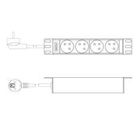 DIGITUS 10" Steckdosenleiste con Aluminiumprofil DN-95418-FR