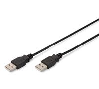 Digitus 1m Length USB 2.0 A Male - A Male Connection Cable - Black