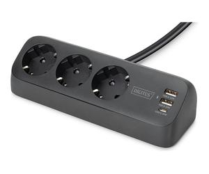 DIGITUS 3-Wege-Schreibtisch-Steckdose 3x Steckdose 2x USB-A 1xUSB-C DA-70625